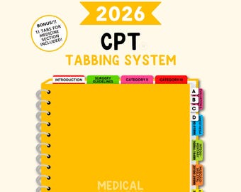 2026 CPT - Tabbing System | Medical Coding Tabs | Book Tabs (Book NOT included)