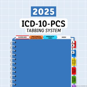 2025 ICD-10-PCS - Tabbing System | Medical Coding Tabs | Book Tabs (Book NOT included)