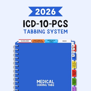 2026 ICD-10-PCS - Tabbing System | Medical Coding Tabs | Book Tabs (Book NOT included)