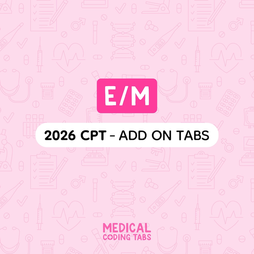2026 CPT - Add on Tabs: E/M | Medical Coding Tabs - Etsy