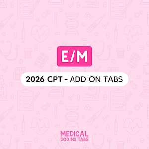 2026 CPT - Add on Tabs: E/M | Medical Coding Tabs