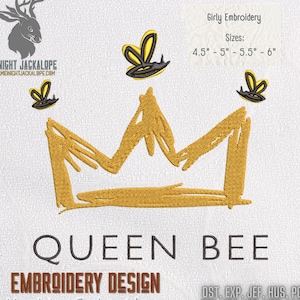 Queen Bee, Machine embroidery, Bees, Instant Download