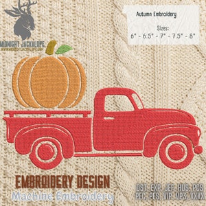 Pumpkin Truck, Fall, Red Truck, Pumpkin, Machine Embroidery, Patch, Instant Download
