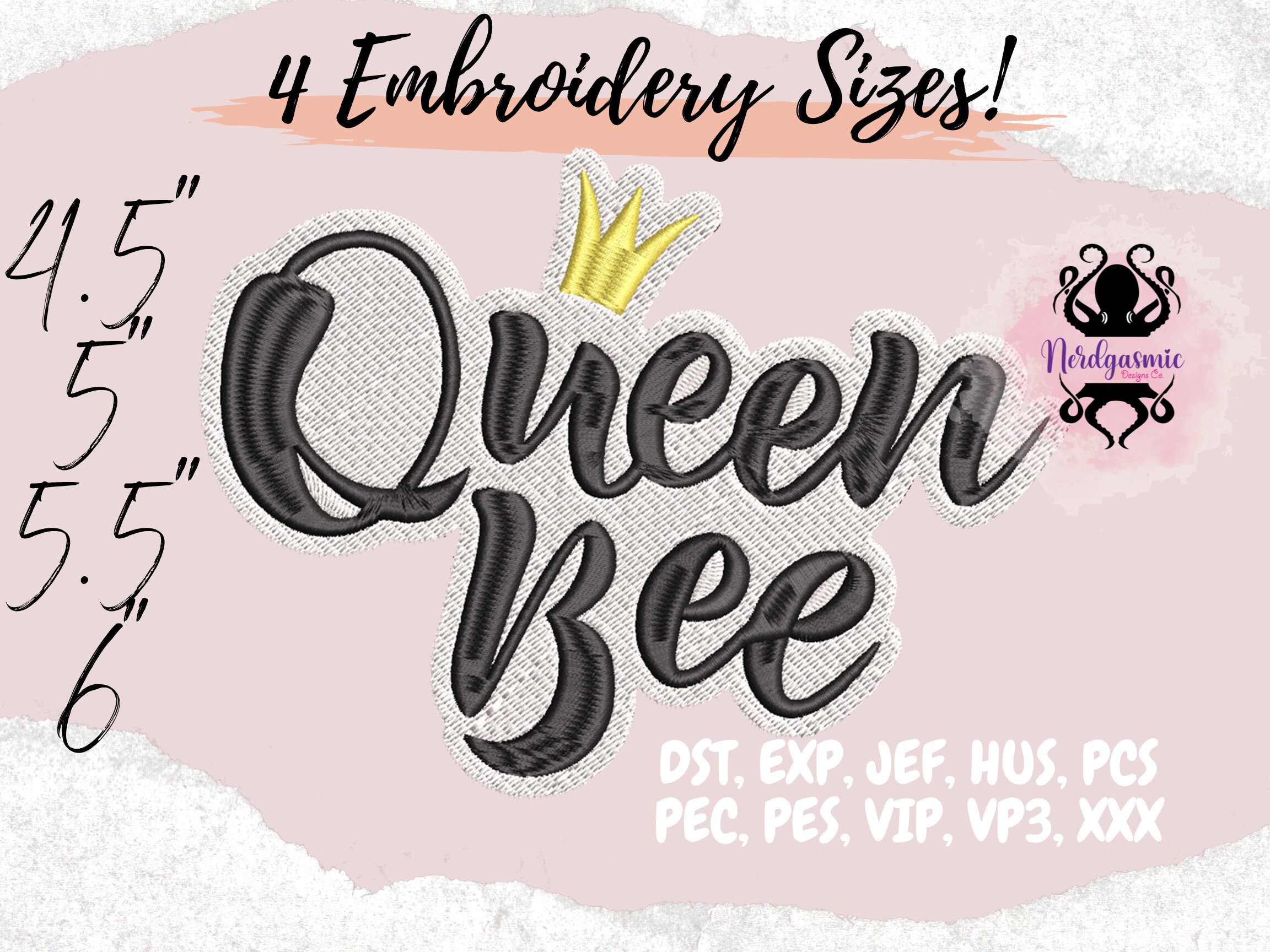 3Dアート Queen Bee, Machine Embroidery, Digital Download, Patch - Etsy