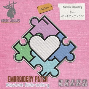 Autism Awareness, Embroidery Patch, Machine Embroidery, Instant download