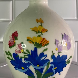 Ceramic Jug Painted Alpine Edelweiss Flowers  7.5 x 5 inches
