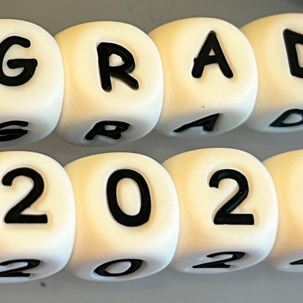 Grad and 2024 silicone focal bead sets/School