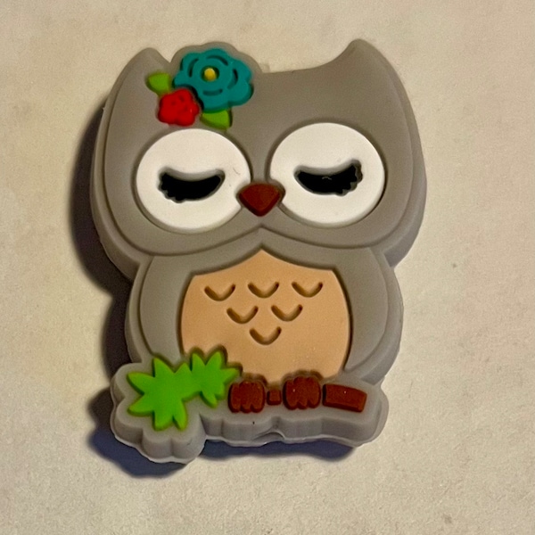 Owl silicone focal bead, Farm Theme