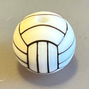 15mm Volleyball Theme Silicone Beads