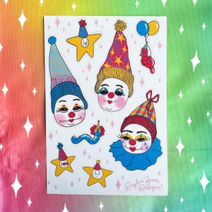 Silly Stars and Clowns Sticker Sheet!