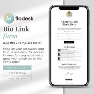 Flodesk Bio Link Form Template | Email Newsletter Signup Page for Real Estate Flodesk Form Landing Page Real Estate Email Marketing Funnel