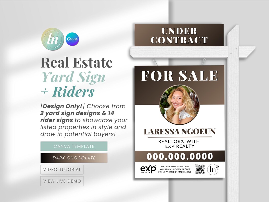 Realtor Name Rider Real Estate Yard Sign and Rider Realtor Yard Sign Template Yard Sign ...