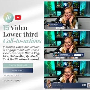 Real Estate YouTube Lower Third Template YouTube Pop Ups YouTube Video Overlay YouTube Call to Action Youtube Subscribe for Realtor Video DN
