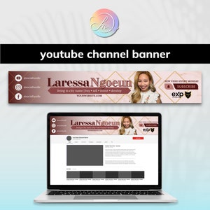 YOUTUBE CHANNEL BANNER | Youtube For Realtors, Content Creation for Realtors, Youtube Branding for Realtors, Youtube Graphics, Edit in Canva