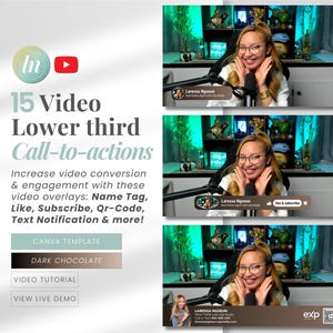 Real Estate YouTube Lower Third Template YouTube Pop Ups YouTube Video Overlay YouTube Call to Action Youtube Subscribe for Realtor Video DC