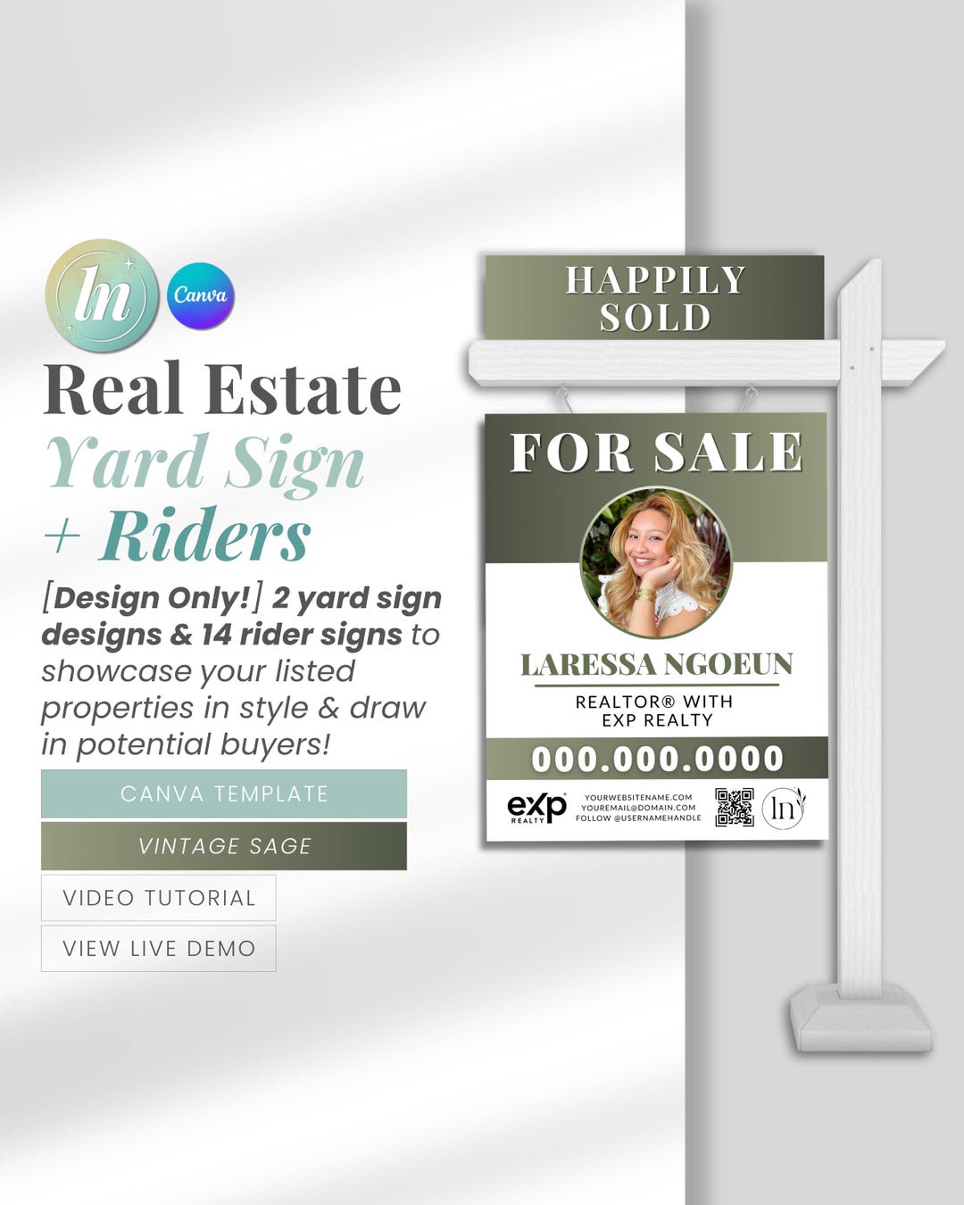 Real Estate Yard Sign and Rider Template for Realtors | Editable Canva ...