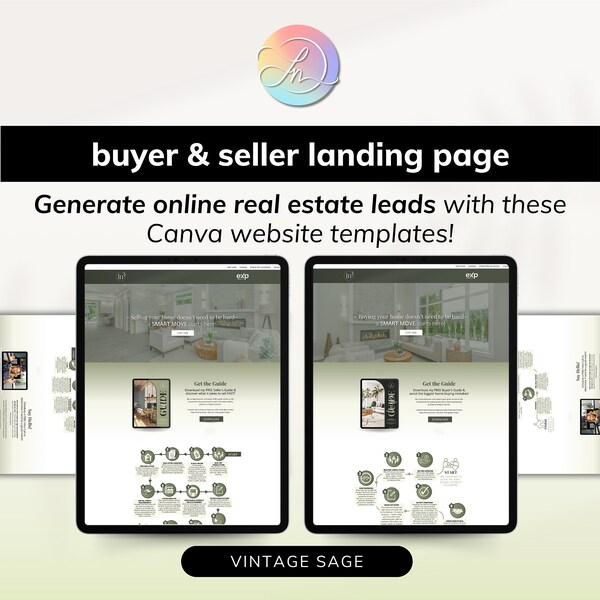 Real Estate LANDING PAGES | Buyer Seller Real Estate Lead Magnet Template, Real Estate Online Lead Generation Funnel, Canva Website Template