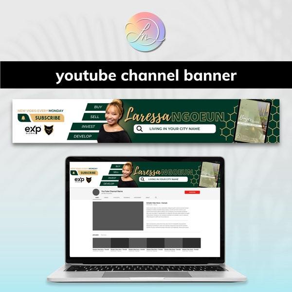 YOUTUBE CHANNEL BANNER | Youtube For Realtors, Content Creation for Realtors, Youtube Branding for Realtors, Youtube Graphics, Edit in Canva