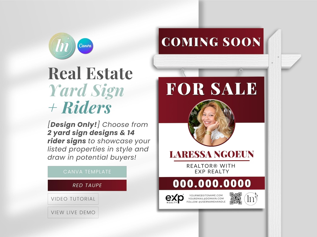 Real Estate Yard Sign and Rider Realtor Yard Sign Template Yard Sign ...