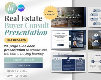 Real Estate Buyer Consultation Template for Realtors | Editable Canva Home Buyer Presentation Slide Deck DN