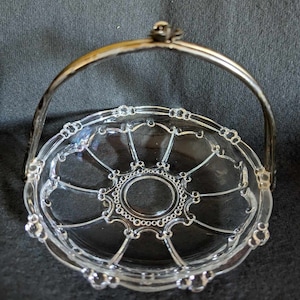 Vintage1950&#39;s Crystal Clear Dish Beaded Bubble Pattern Glass KIG Indonesia