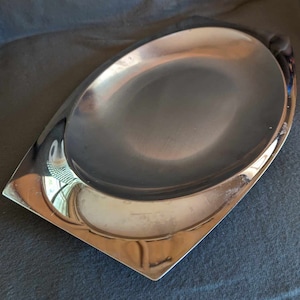 Vintage 1970&#39;s Letang Remy model Oceane serving tray platter in vintage Stainless Steel