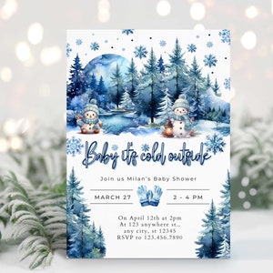 Christmas Baby Shower Invitation, Winter Baby Shower Invitation Template, Printable Holiday Baby Shower Invite, Xmas, Instant Download