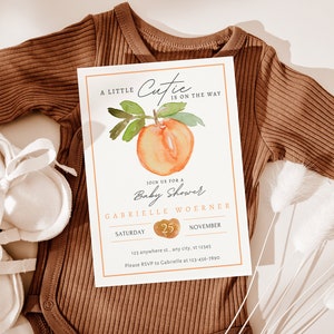 A little Cutie Baby Shower Invitation Printable, Peach Baby Shower Invite, Citrus Baby Shower Invite, Peach Blossom Baby Shower