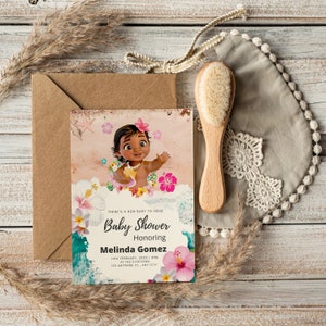 Convite do chá de fraldas de Moana | Convite do aniversário de Moana | Download instantâneo