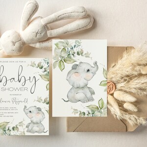 Greenery Baby Shower Invitation Template Set Eucalyptus Baby Shower Invite, Insatnt Download, 100% Editable Text,