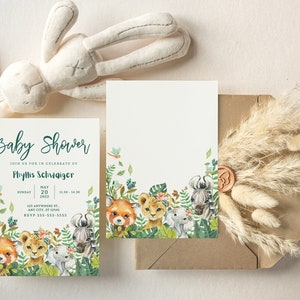 Editable Safari Baby Shower Invitation. Jungle Sweet Baby Boy Invite. Wild Animals Greenery Printable Template. Instant Download