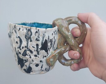 Ceramic Handmade Artisan 12 oz Pretzel Coffee Mug