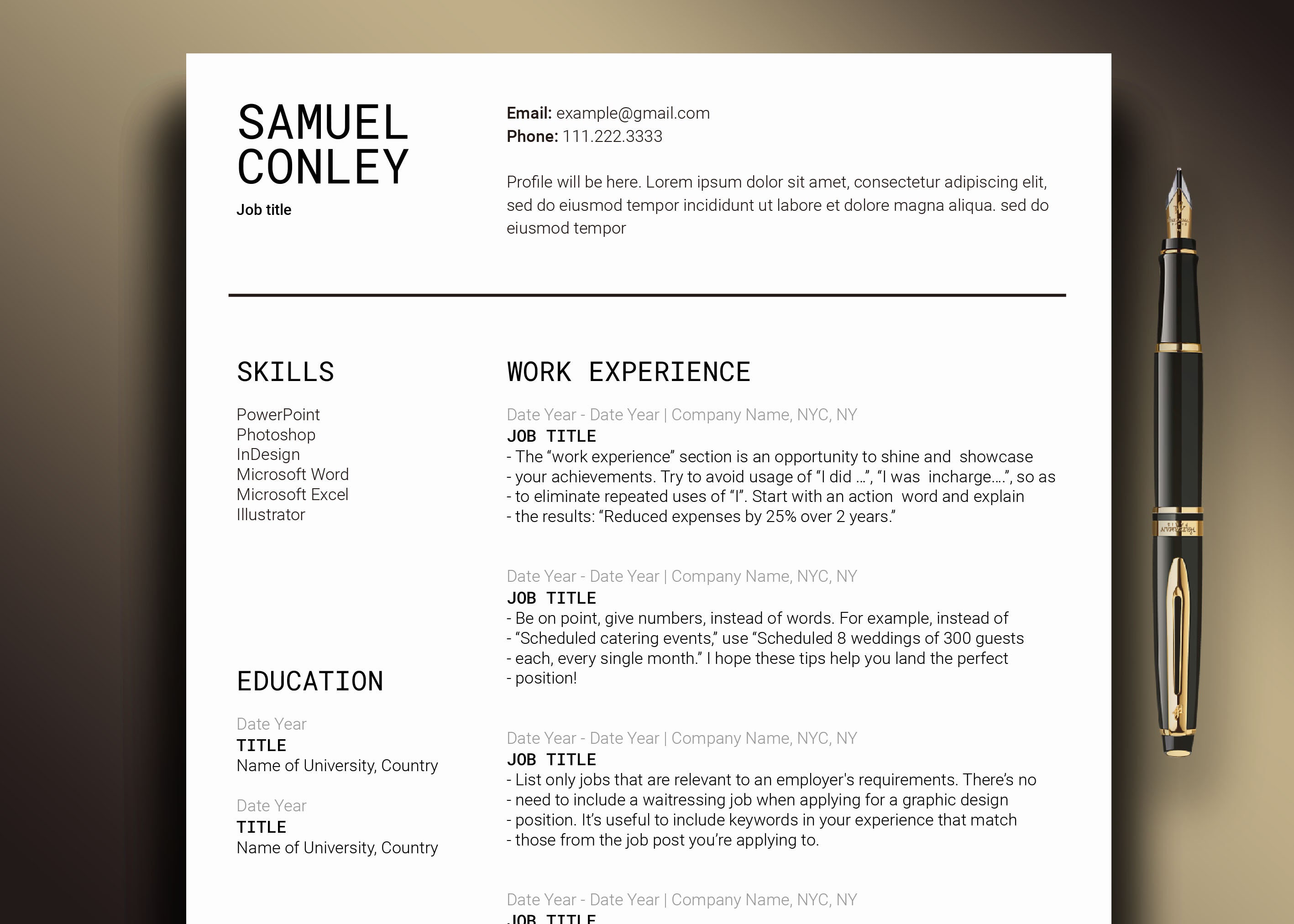 Customizable Resume Template for Google Docs, Cover Letter Template ...