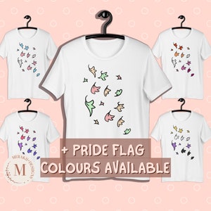 リーフパターンTシャツ ユニセックス LGBT ニックとチャーリー グラフィックノベル ギフト シャツ ステッカー バイセクシャル ノンバイナリー レズビアン ノンバイナリー アセクシャル トランス