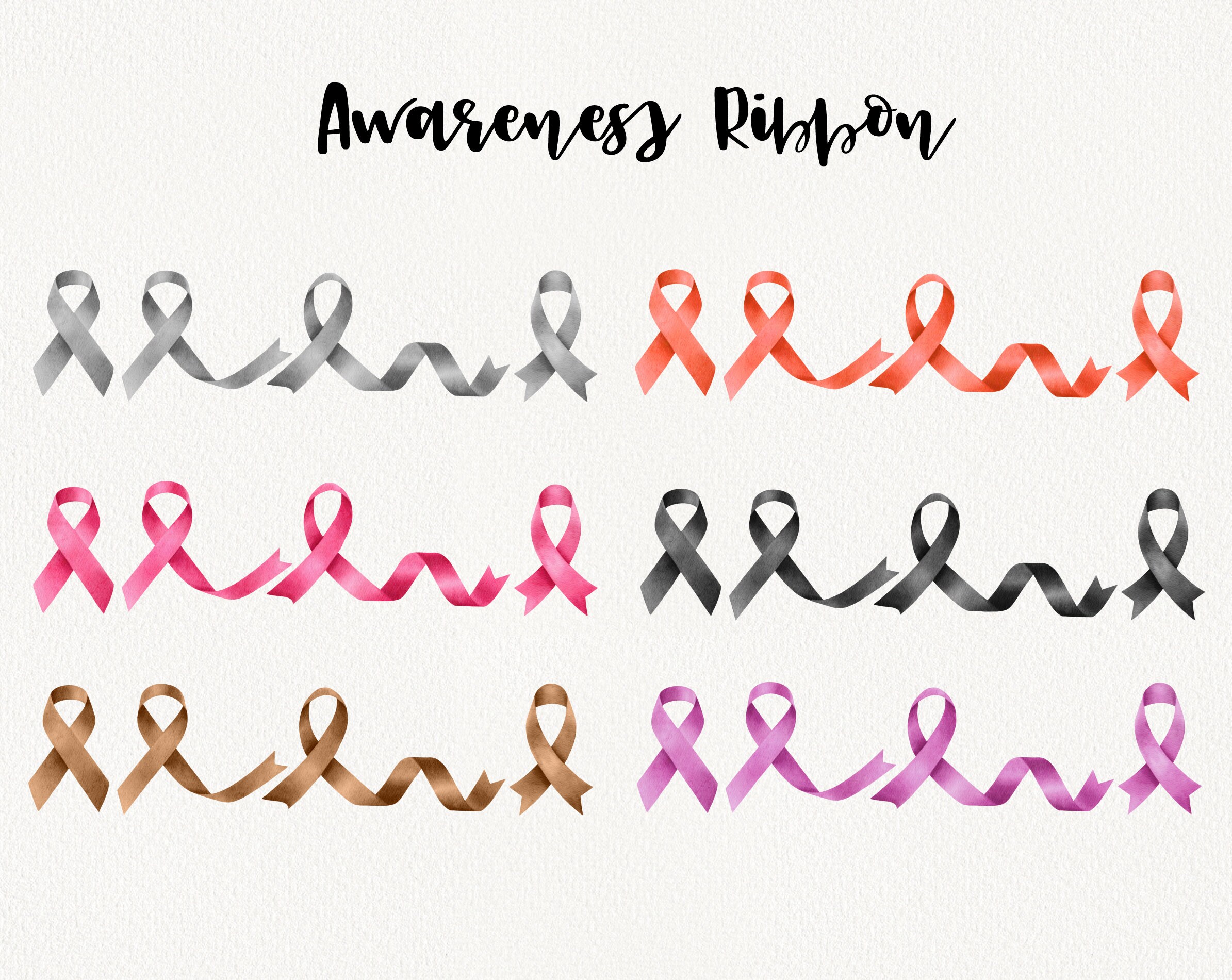 Awareness Ribbon Clipart World Cancer Day Watercolor Bow - Etsy