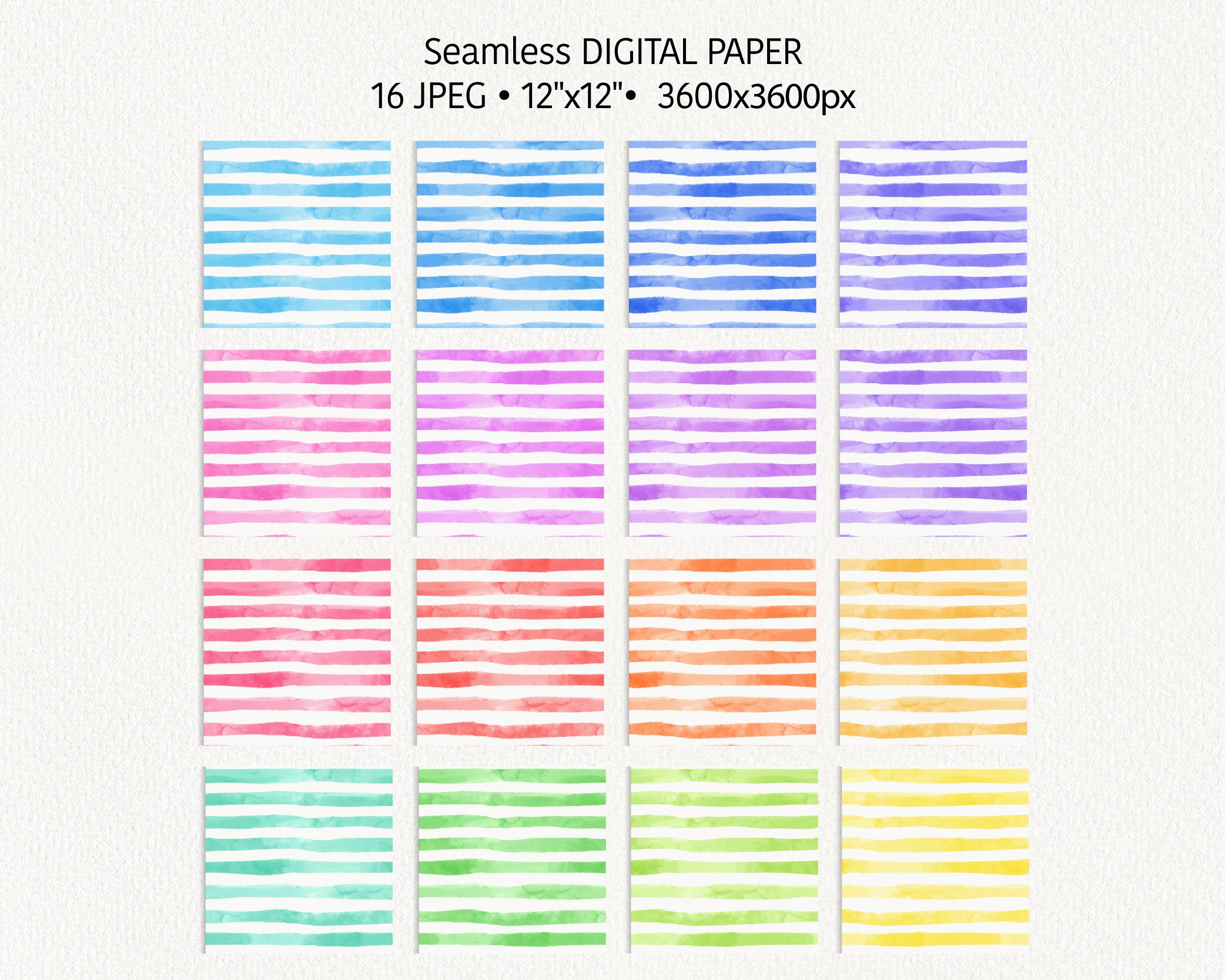 Watercolor Stripes Digital Paper Pack, Abstract Watercolor Textures ...