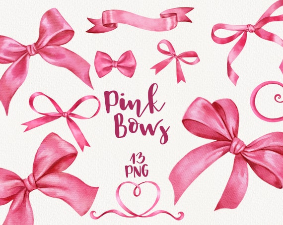 Bow Clip Art, Pink Bows, Hand Drawn Bow Clip Art, Ribbon Clip Art, Baby  Girl, Ribbon Graphic, Scrapbooking, Commercial Use 