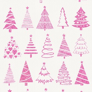 Pink Glitter Christmas Tree Clipart, Trees Doodles, Winter Holiday ...