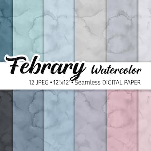 Watercolor Digital Paper Pack, Winter Background, Blue and pinkSeamless Pattern, Abstract Snow tones Soft Texture Scrapbooking JPEG files