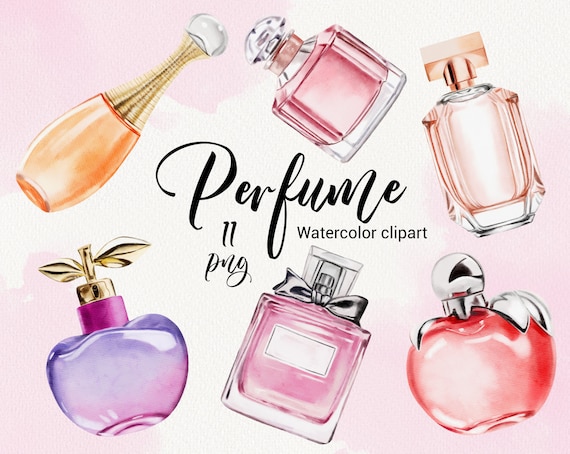 Watercolor perfume clipart, Perfume bottles, Planner Girl Clip art, Fashion, Beauty clipart, Valentines day , Wedding Invitations,PNG, DIY