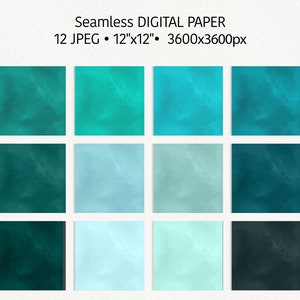 Turquoise Watercolor Digital Paper Pack, Teal Tones, Abstract ...