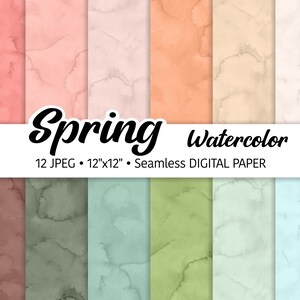 Spring Watercolor Digital Paper Pack, Abstract Watercolor Background, Seamless Pattern, Easter tones, Soft Texture, Scrapbooking JPEG files