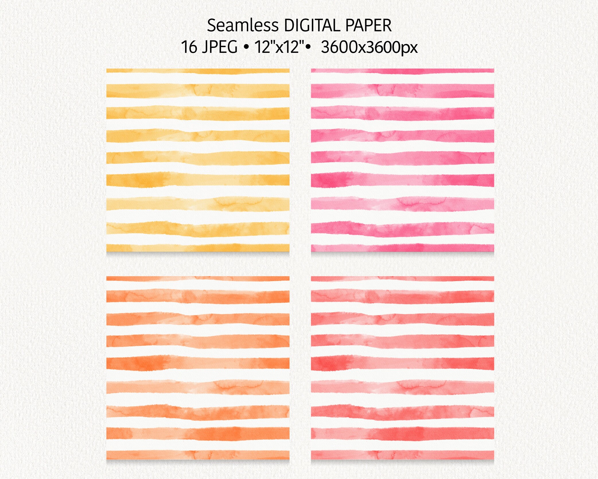 Watercolor Stripes Digital Paper Pack, Abstract Watercolor Textures ...