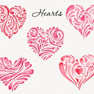 Valentine's Day Clipart, Watercolor Hearts Love Clip Art, Cute Red ...
