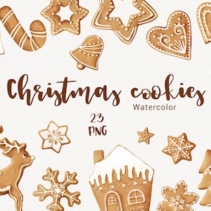 Christmas Cookies Clipart, Watercolor Gingerbread, sweets, candy, snowflake, Winter Clipart, Cozy holiday, planner, scrapbooking PNG DIY