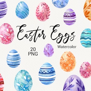 Acuarela Easter Egg Clipart, Spring Easter Holiday eggs clip art, Decoraciones pastel, álbum de recortes, juego de fabricación de tarjetas Descarga digital PNG