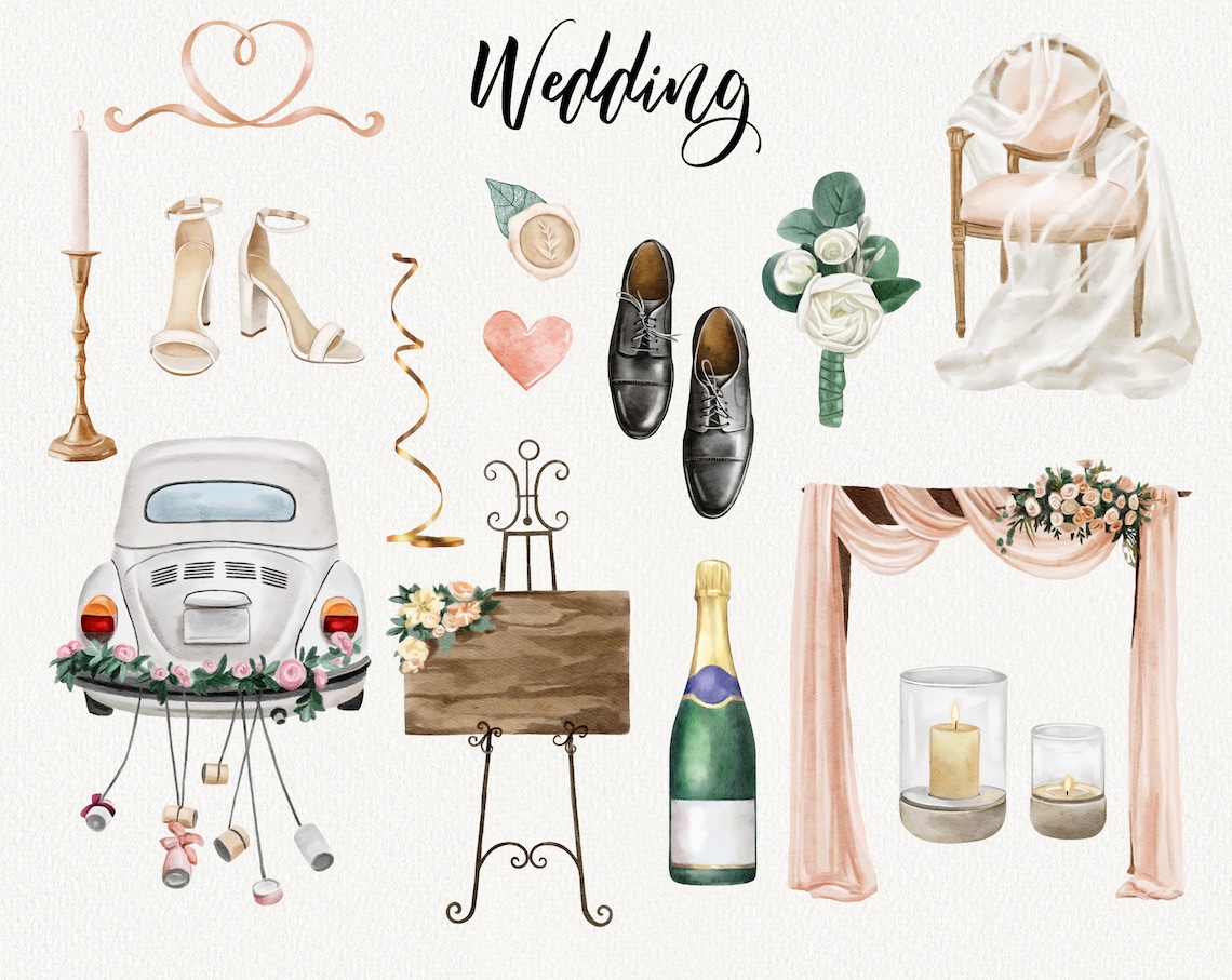 Watercolor Wedding Clipart Bride Clip Art Cute Love Wedding - Etsy