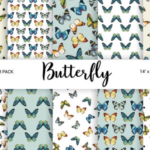 Aquarell Schmetterling Nahtloses digitales Papier, Grüner Schmetterling, Frühling Ostern Scrapbook Pack Planer Basteln Digitaler Download, 14x14 JPG