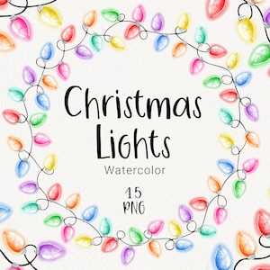 Kerstverlichting clipart, aquarel illustraties, String van kerstverlichting, Kerstverlichting clipart, kerst frame, bruiloft, grens digitale PNG