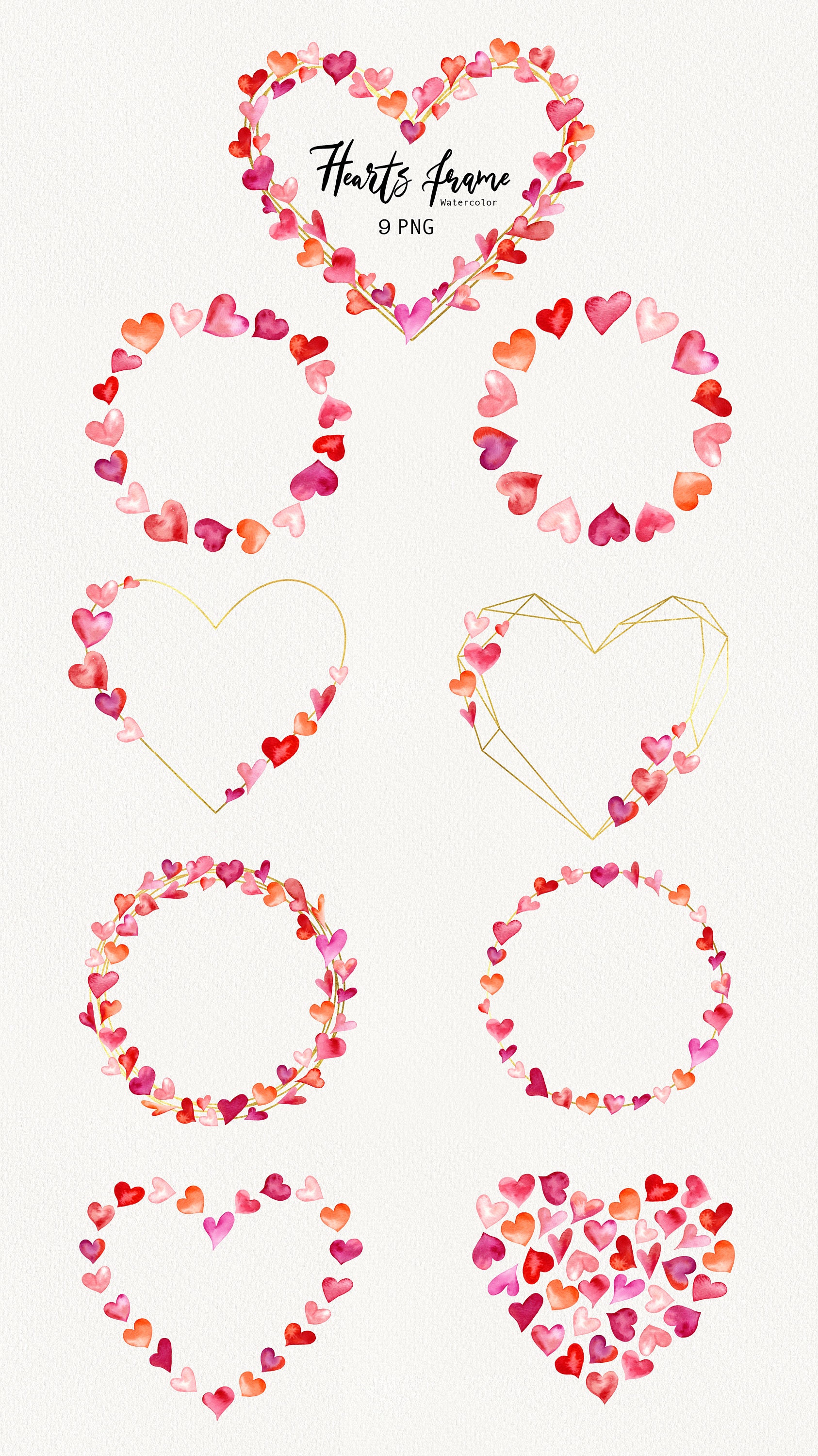 Watercolor Valentine Heart Wreath Clipart, Valentines Day Card Frame ...